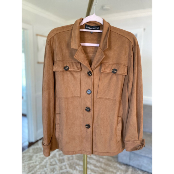 Kendall + Kylie Shacket Faux Suede Button Up Autumn Fall Western Cowgirl Desert - Picture 2 of 6